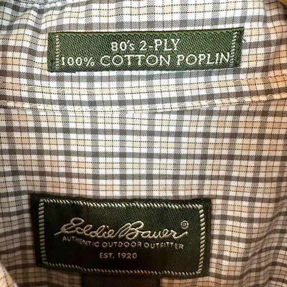 Eddie Bauer 80s 2 Ply Cotton Poplin Button Shirt Men’s L - Picture 5 of 7